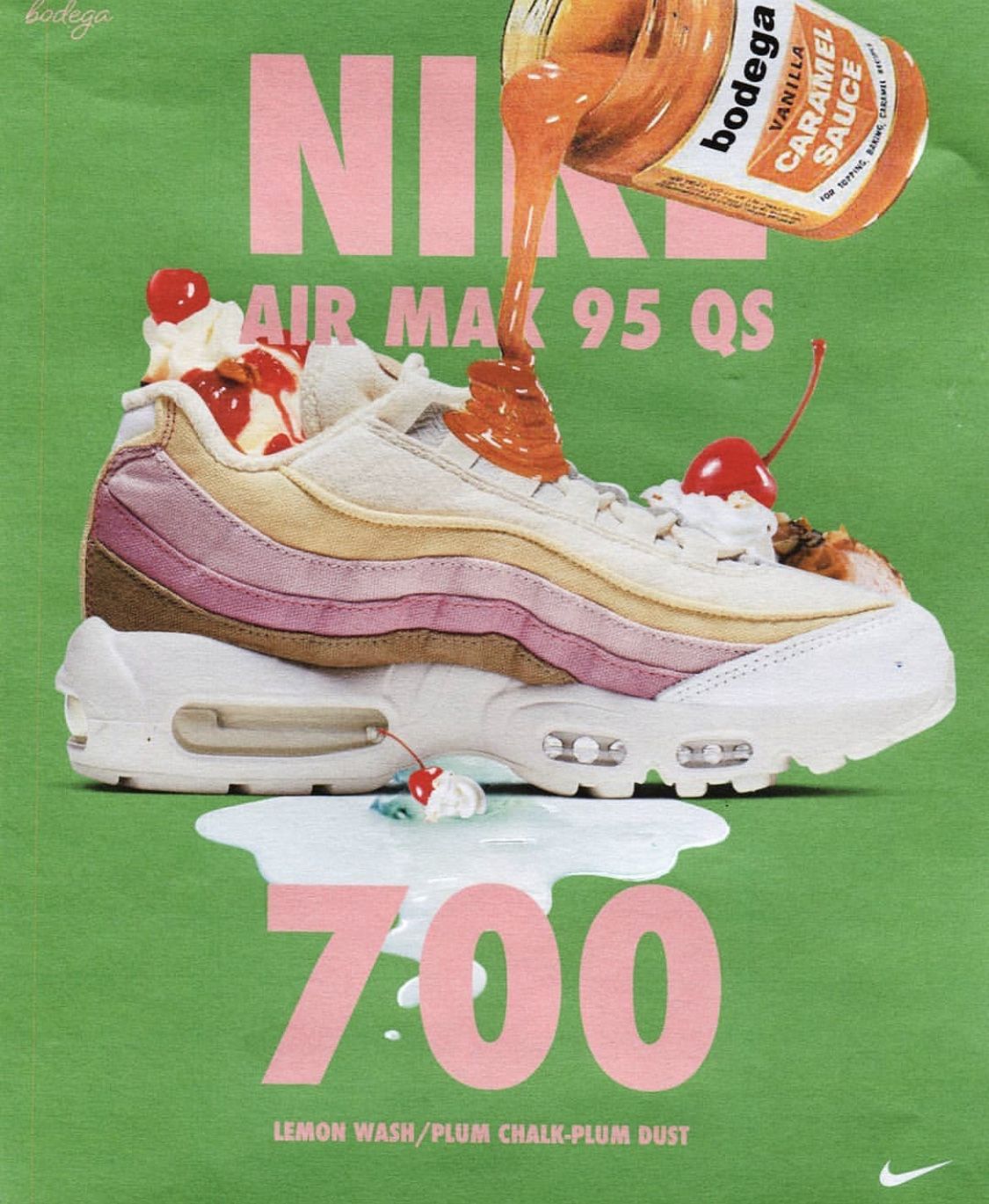Nike Air Max with caramel sauce on green — graphic pop